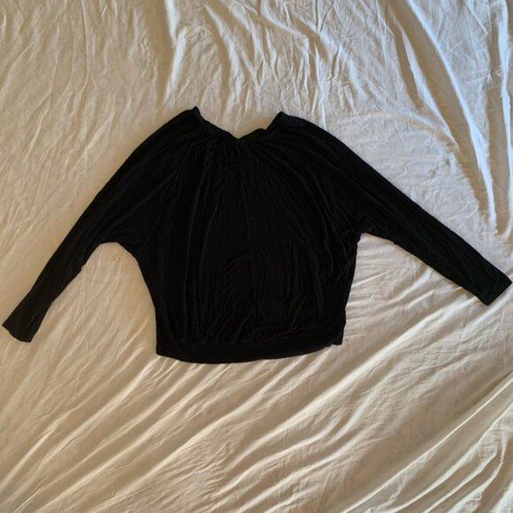 Dex Black Batwing Long Sleevev-Neck Top - Picture 3 of 5